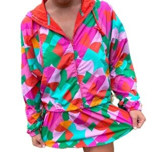 Colorful peach love  Windbreaker skort set